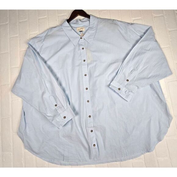 Universal Thread Blue Oversized Fit Button Down Blouse 4X - Picture 1 of 3